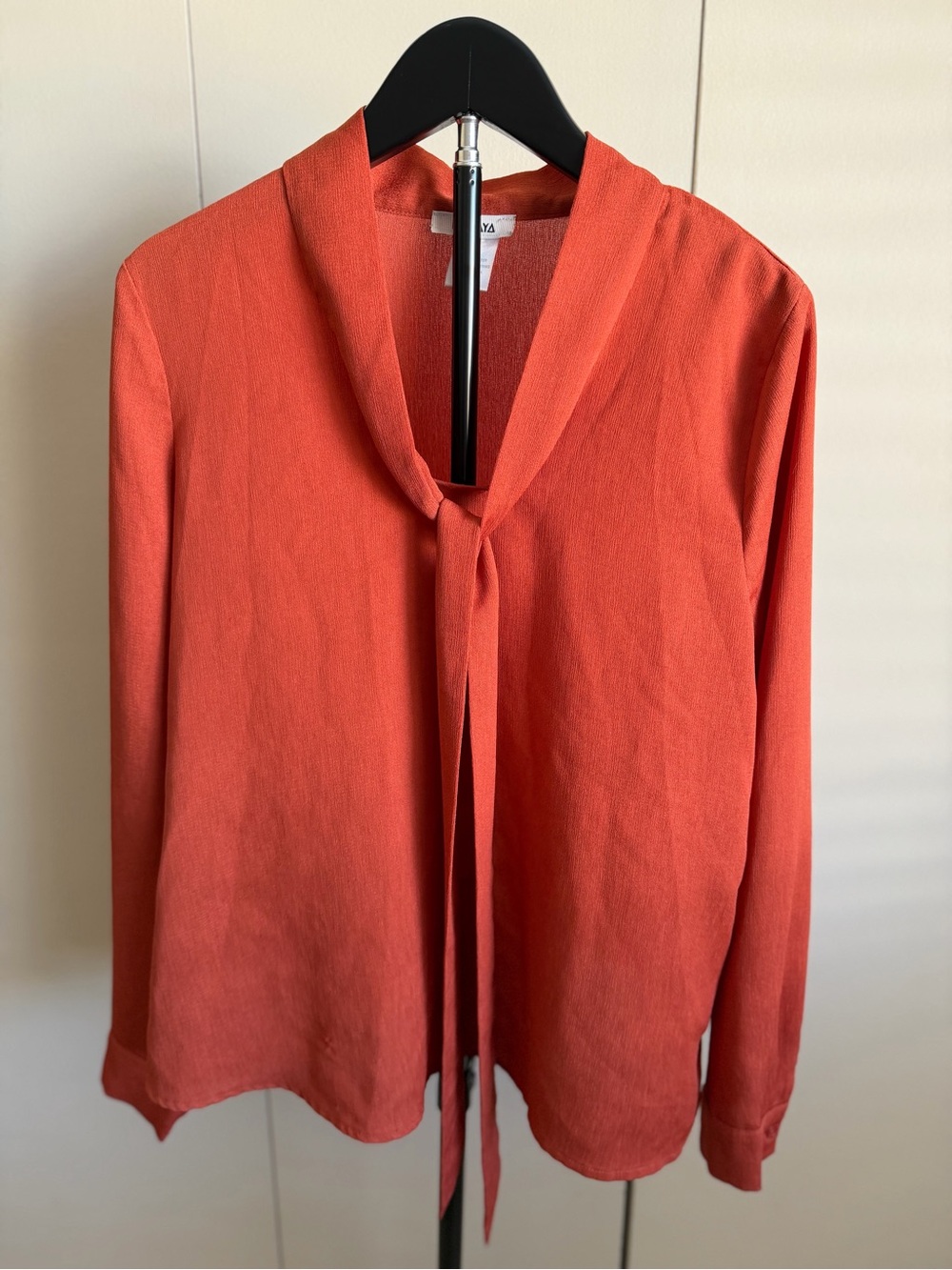 Persaya Coral Tie-Neck Long Sleeve Blouse